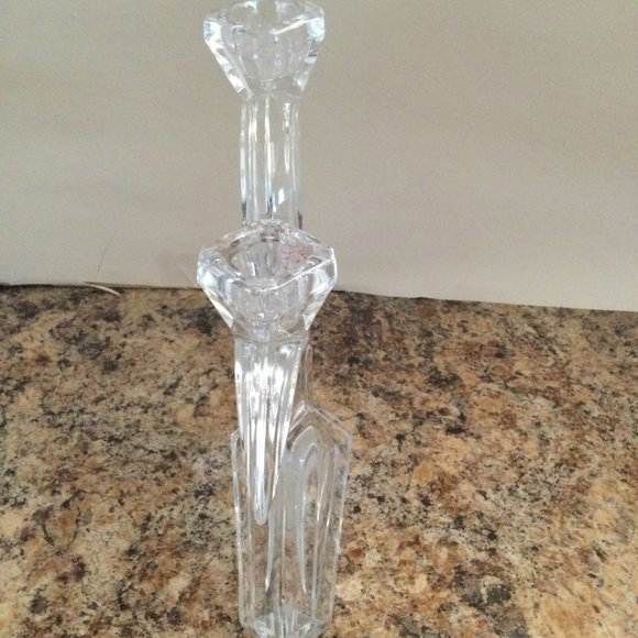 Beautiful glass candle holder candlestick holder clear glass two sticks - Picture 5 of 9